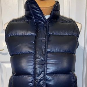 J. Crew Goose Down Vest XS Navy Blue Zip Snap